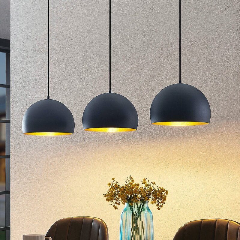 Lindby Pendellampe Tarjei 120cm schwarz/gold Metall 3xE27 dimmbar - 12755735109918