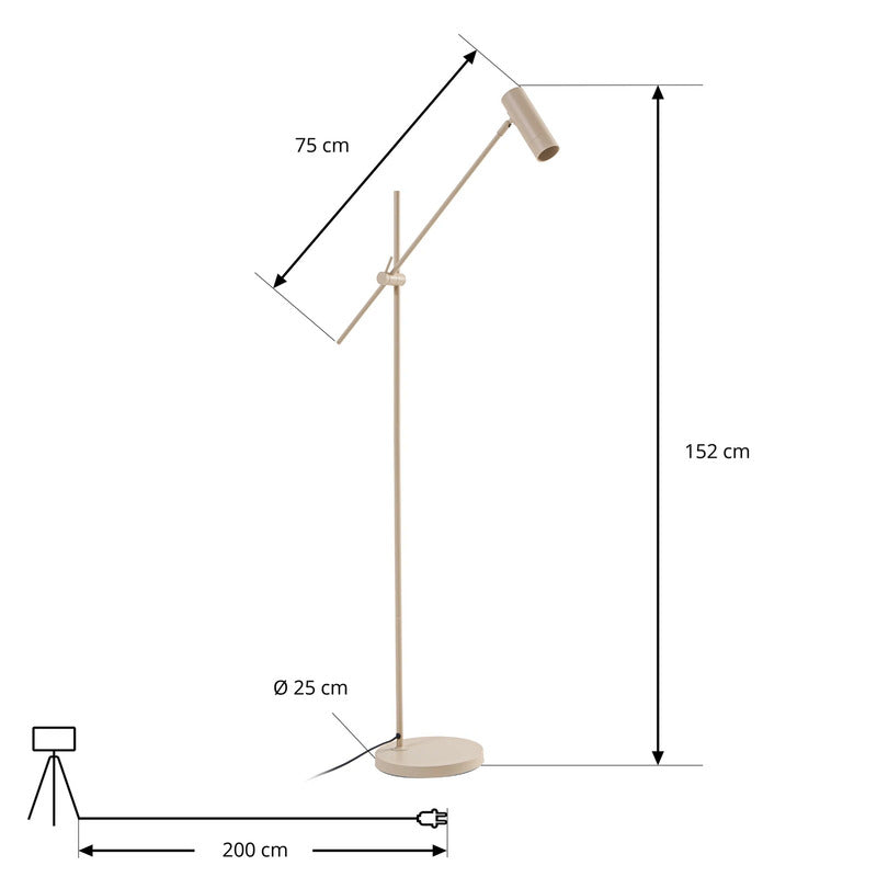 Lindby Stehleuchte Vilo LED Lampe beweglich 153cm beige Metall für Wohnräume - 10045675