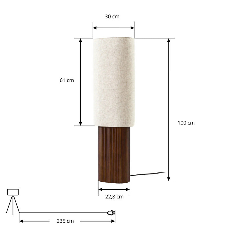 Lindby Stehleuchte Kimiko LED Lampe Leuchte aus Walnussholz beige 100cm hoch - 4255830913761