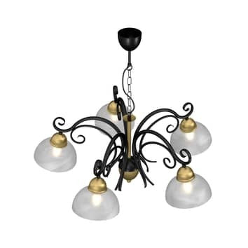 Luminex Kronleuchter Flora 5 Glasschirme Deckenlampe messing SIEHE TEXT/FOTO - 5907565959802