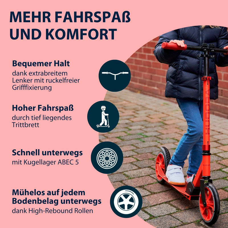 HUDORA Scooter Up 200 rot höhenverstellbar für Kinder und Erwachsene bis 100 kg - 4005998144572