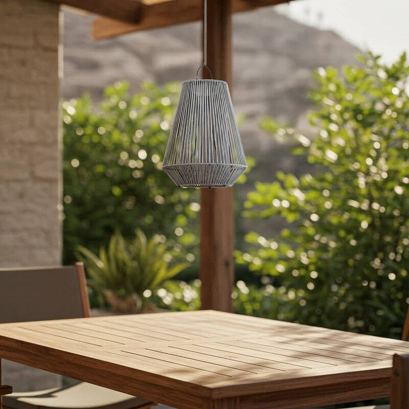 Lindby LED Solar Hanging Lamp Austas, Grey, Ø 32 Cm, USB, IP54 - 4255830909436