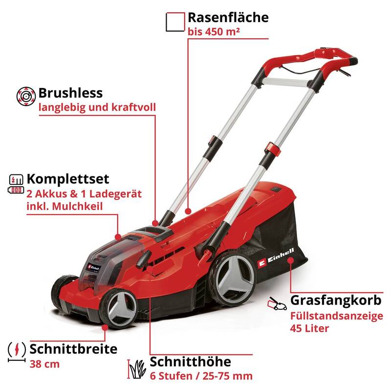 Einhell Power X-Change Akkurasenmäher GP-CM 36/450 Mäher bürstenlos bis 450m² - 4006825672961