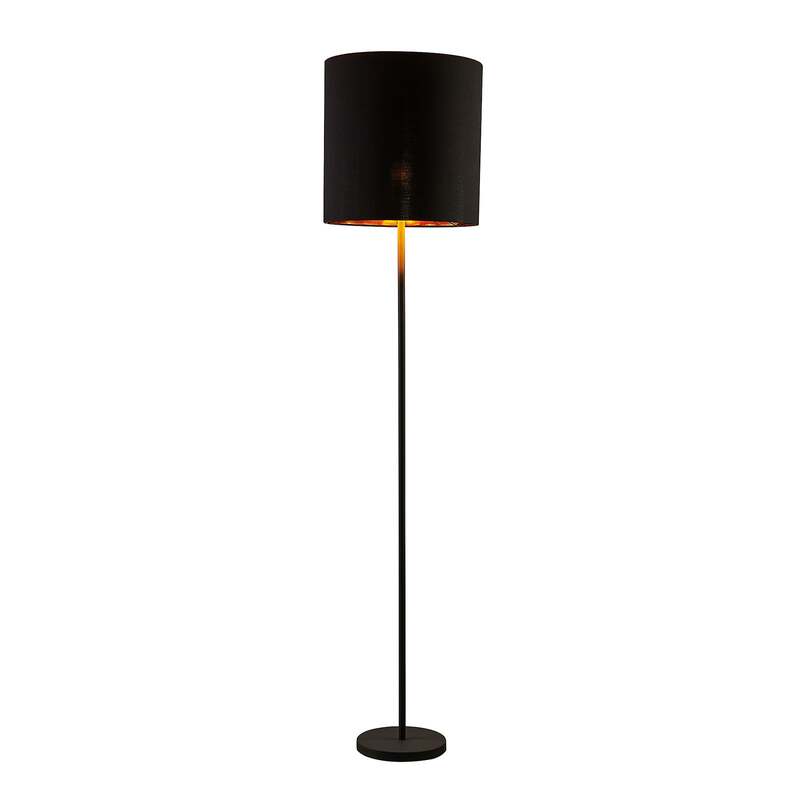 Lindby Stehleuchte Nymar schwarz-gold Lampe Leuchte LED E27 179cm Stoff Metall - 4251096578058