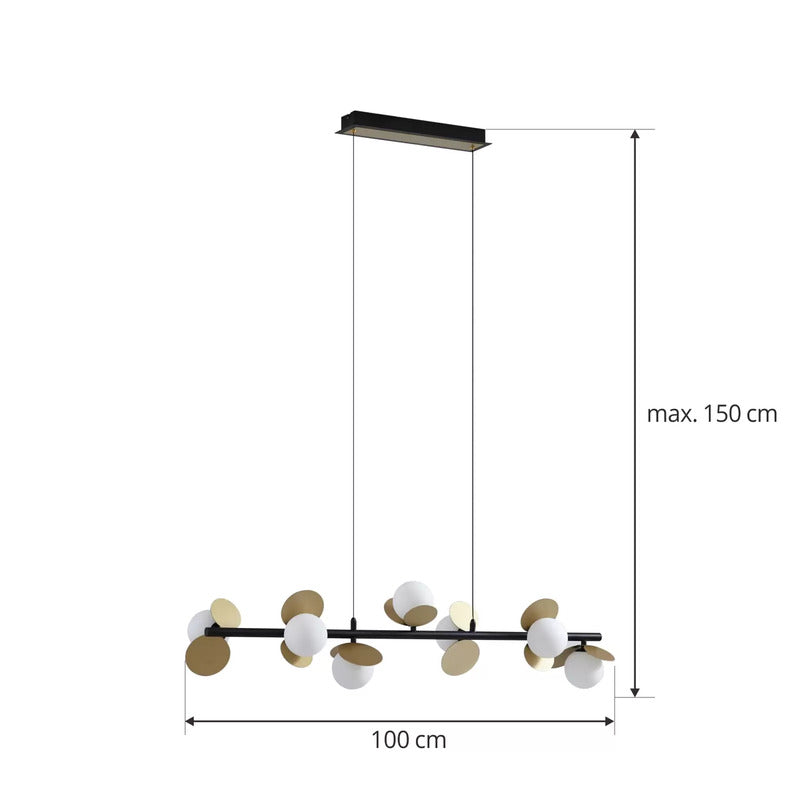 Lucande Pendelleuchte Hängeleuchte Pallo LED Glas schwarz gold Esszimmer dimmbar - 4251911775884