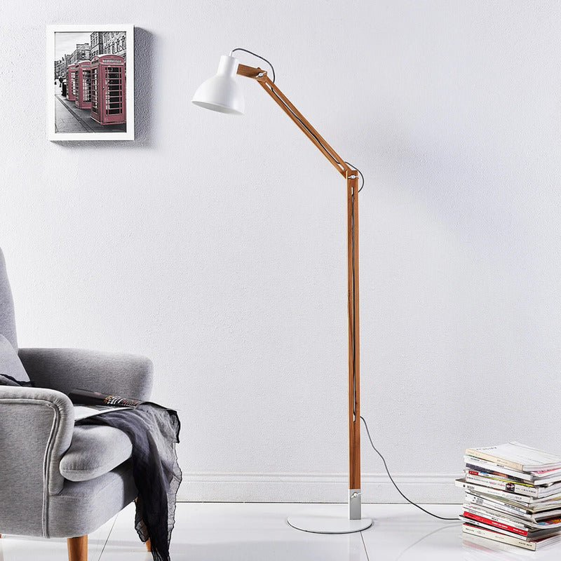 Lindby Stehlampe Shivanja Holz verstellbar E27 Lampe Leselampe 146cm weiß - 4251096528343