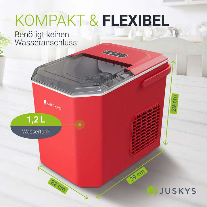 Eiswürfelmaschine IceOracle Selbstreinigung 12kg Eis pro Tag 2 Größen Rot - 4262437182186