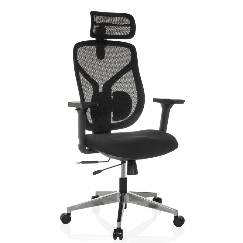 hjh OFFICE Bürostuhl CASSILIS B schwarz Netzstoff Kopfstütze Lordosenstütze - 4064323039020