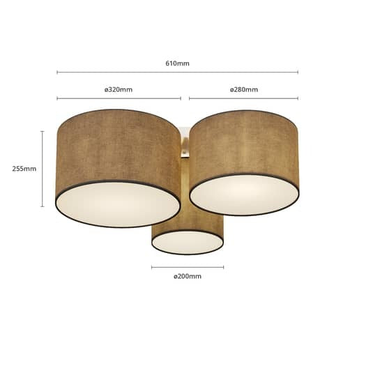 Lindby Laurenz Deckenlampe, 3-fl., grau Lampe Leuchte Deckenlampe IP20 E27 60W - 4251096585155
