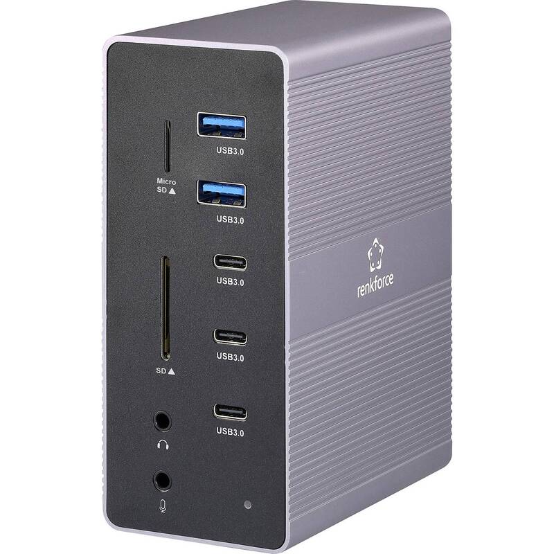Renkforce USB-C Dockingstation RF-DKS-910 3x HDMI Grau Ladefunktion 7680x4320px - 4064161408859