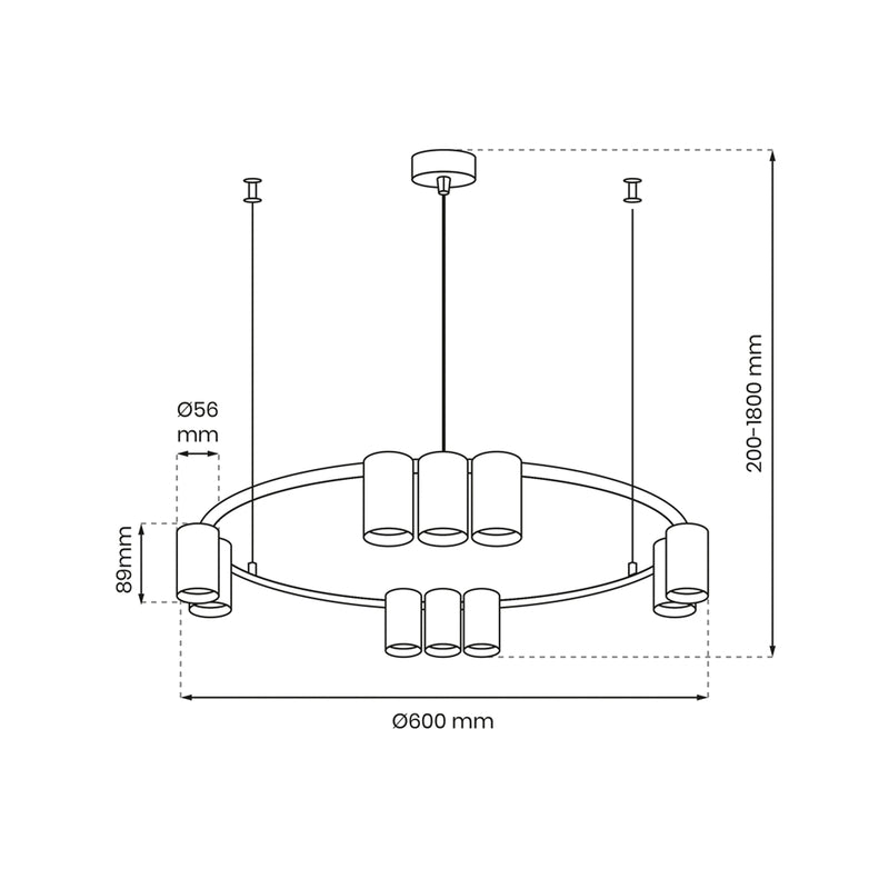 Hängeleuchte Pendelleuchte Genesis Aluminium schwarz Lampe Leuchte 60 cm - 5902693803737
