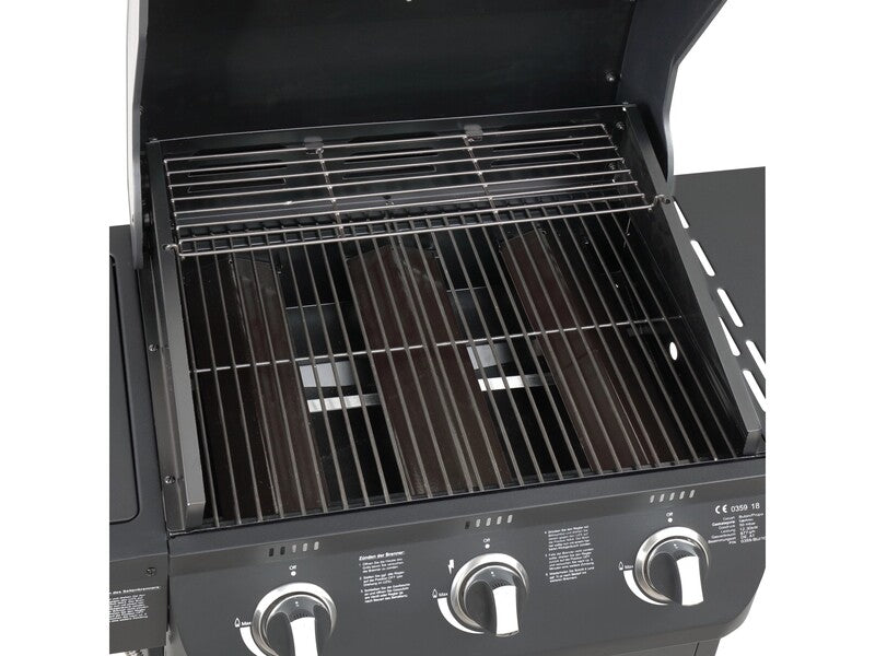 El Fuego Gasgrill Columbus 3-Brenner Grill mit Seitenkocher Garten schwarz - 4250373205625