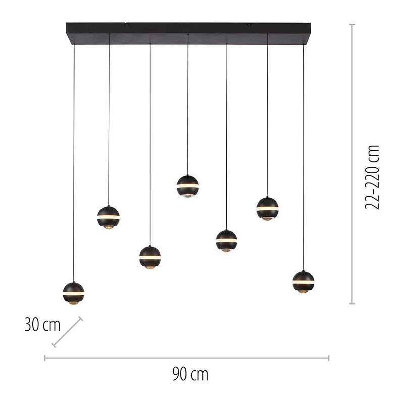 SCHÖNER WOHNEN Pendelleuchte Hängelampe LED LINI dimmbar höhenverstellbar 7-flg - 4043689018092