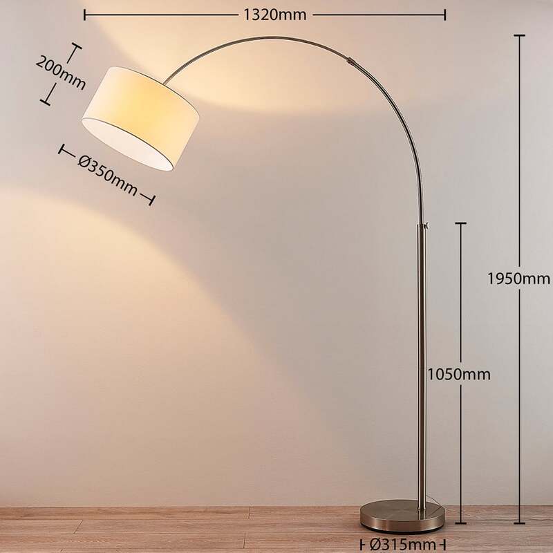 Lindby Stehleuchte Bogenleuchte Railyn LED Lampe Leuchte warmweiß 200cm weiß - 4251096544930