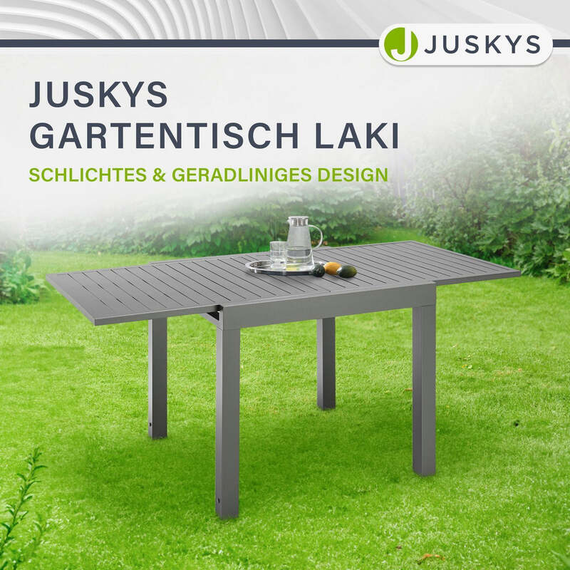 Gartentisch Laki Outdoor Tisch Aluminium ausziehbar dunkelgrau 70x70cm bis 140cm - 4262437181653