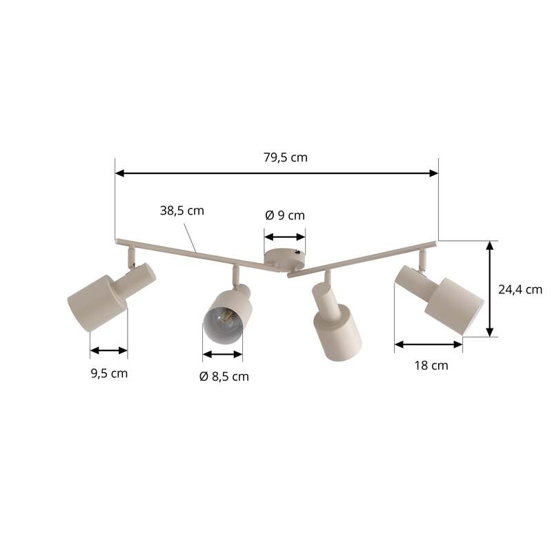Lindby Deckenstrahler Ovelia LED Lampe 4-flammig dimmbar beige 80 cm Eisen - 4251911775136