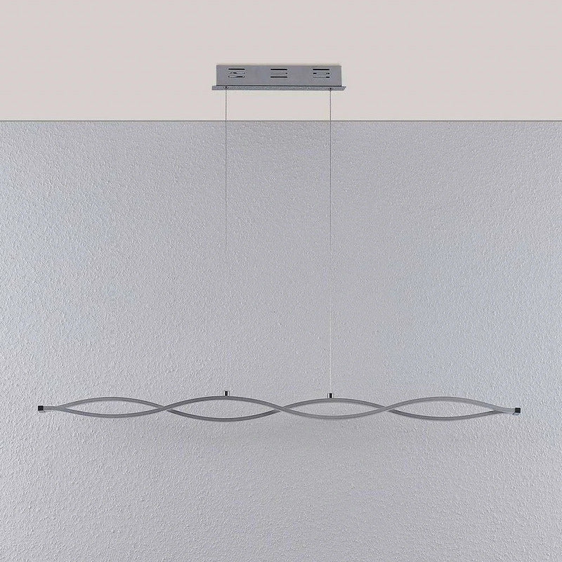 Lucande Pendelleuchte Hängeleuchte LED Balken wellenförmig weiß chrom silber Roa - 4251096560206
