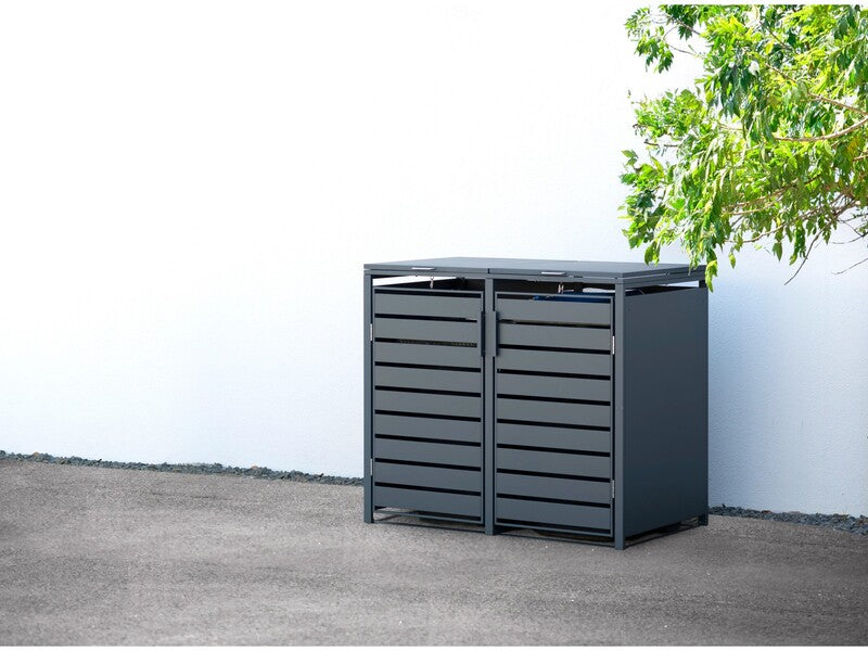 Westmann Mülltonnenbox Kubus 2x 240l Abdeckung Gartenbox Stahl anthrazit - 4260280775838