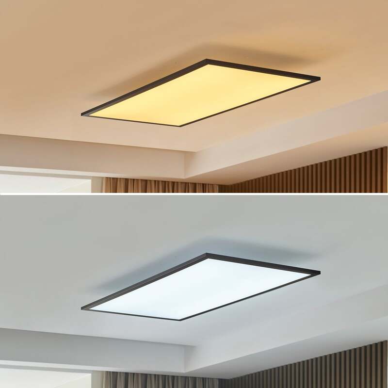 Lindby Deckenleuchte Lamin LED Panel CCT dimmbar Fernbedienung schwarz 80x40cm - 4251911765885