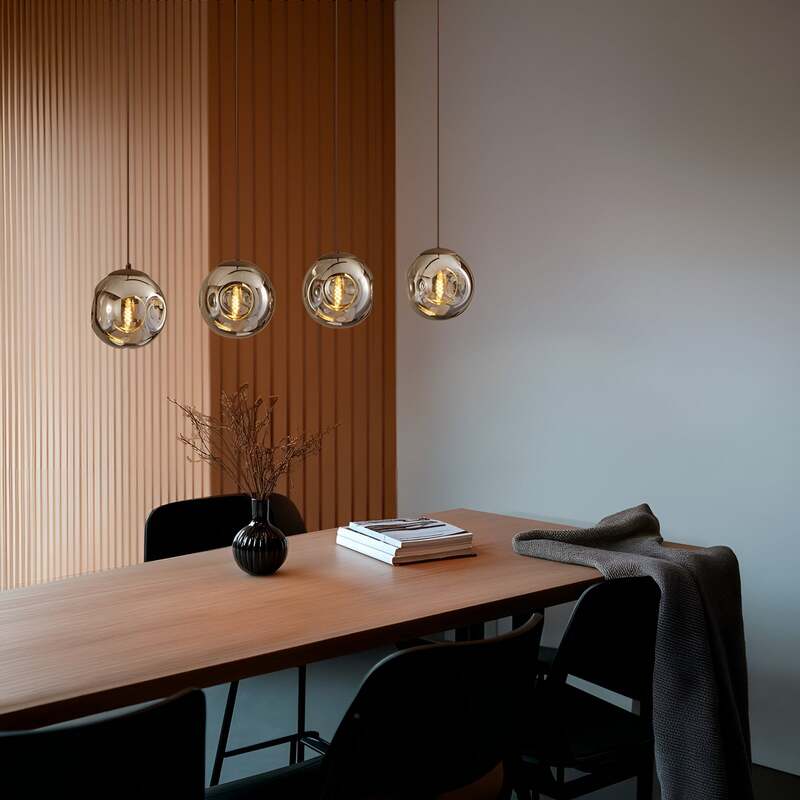 Lindby Hängeleuchte Valentina 4-flg. Glas rund smoked für Esszimmer Wohnzimmer - 4251911774733