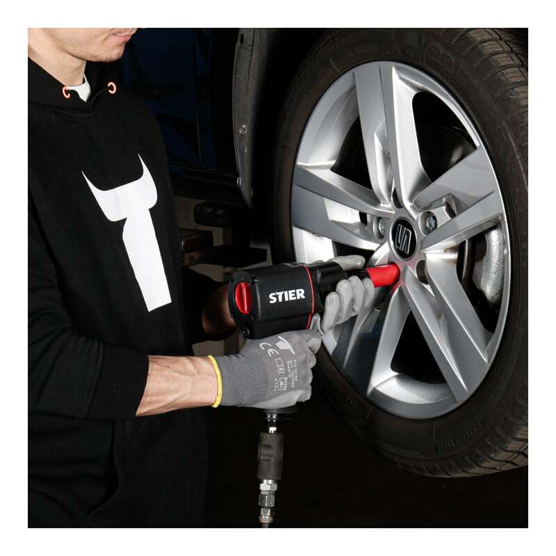 STIER Druckluft-Schlagschrauber 1/2" 1750 Nm 8-teiliges Set schwarz kompakt - 4260438995637