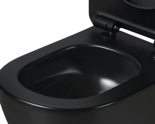 form&style Wand-WC SAMAR Tiefspüler schwarz matt mit WC-Sitz ohne Spülrand - 4306516378227