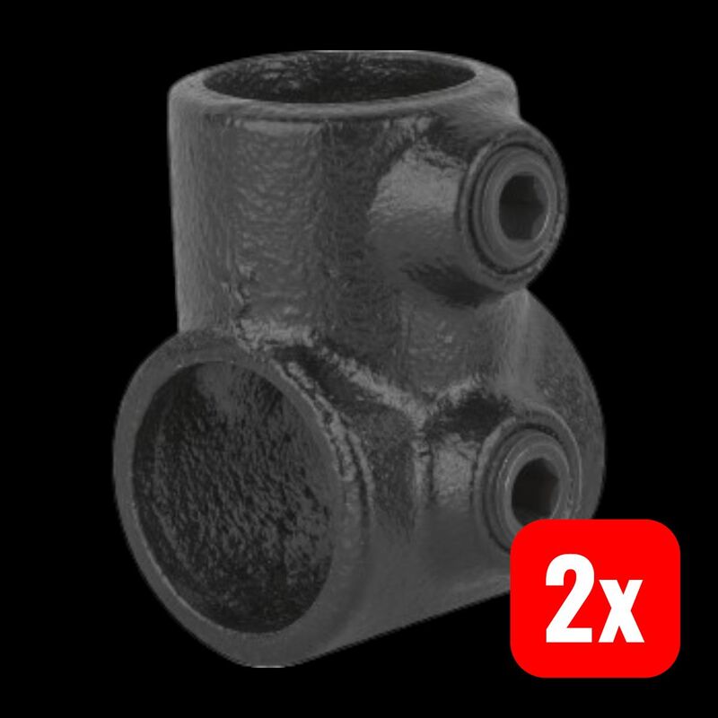 T-Stück 90° Schwarz matt Stahlrohr Verbindungselement 2,7cm Durchmesser robust - 4007871015436