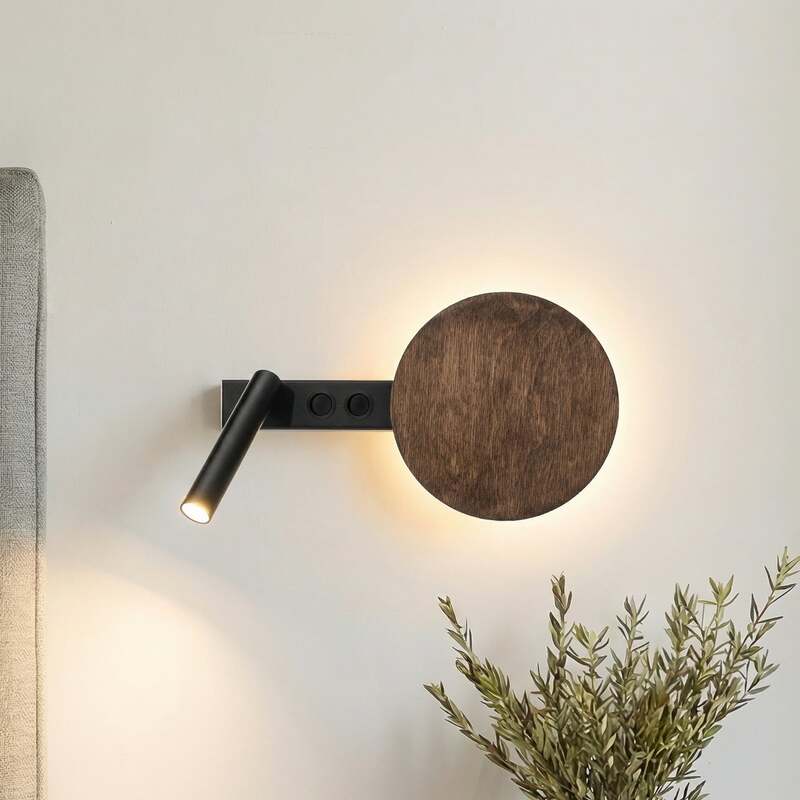 Sigma Wandleuchte Hotel Mood schwarz-braun LED Wandlampe Leuchte Metall Holz - 5902846817857