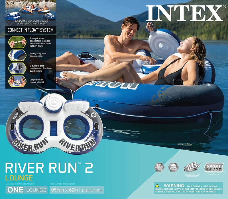 Intex Wasserreifen River Run II Schwimmring aufblasbar für 2 Personen mit Kühler - 6941057458373