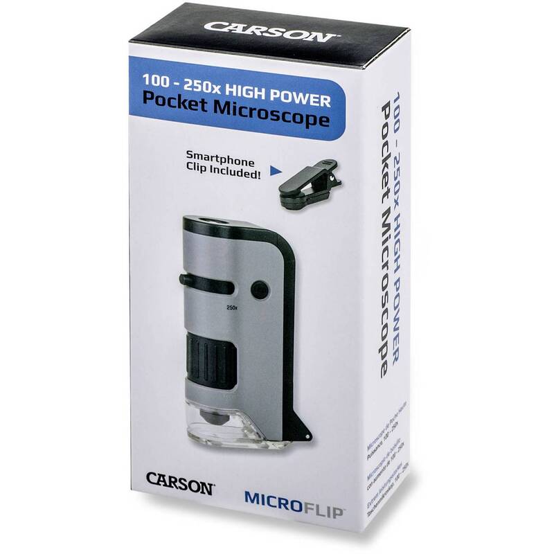 Carson Optical Taschenmikroskop MicroFlip MP-250 250x Vergrößerung schwarz - 0750668013040