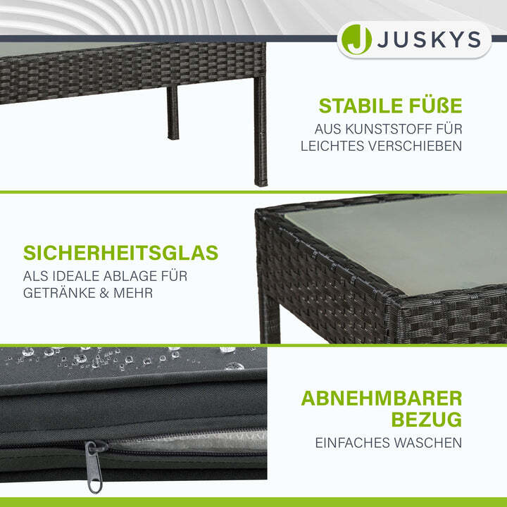 Polyrattan Gartenmöbel Trinidad Sitzgruppe Tisch Bank Sessel schwarz 4 Persone - 4260304769775