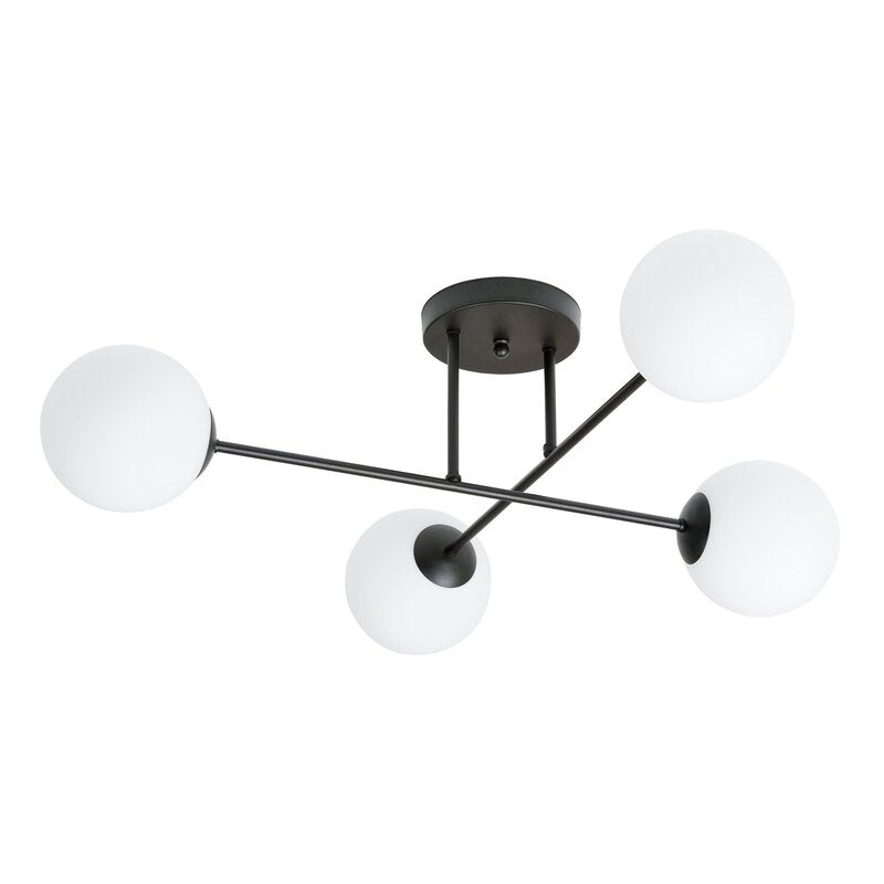 Euluna Deckenlampe Leuchte Glaslampe Glasschirm Lampe schwarz opal 4-flg. - 4251911783599