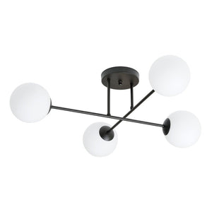 B-Ware Euluna Deckenlampe Leuchte Glaslampe Glasschirm Lampe schwarz opal 4-flg.