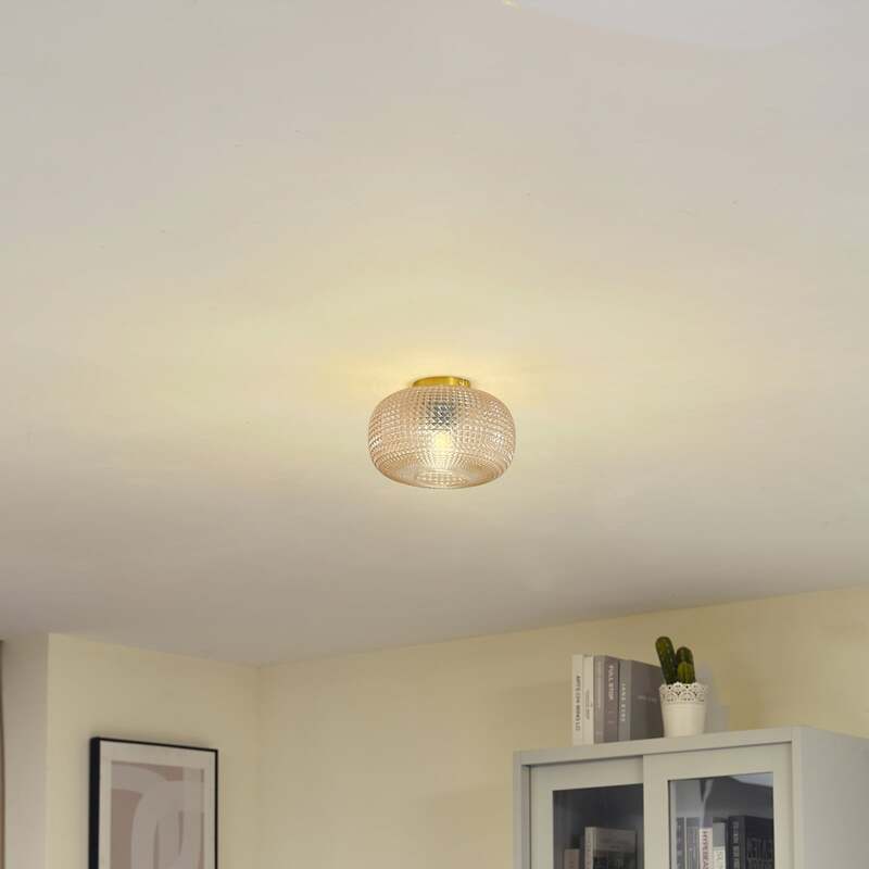 Lindby Deckenleuchte Hildur Ø 25 cm amber Glas dimmbar E27 IP20 - 4251911793352