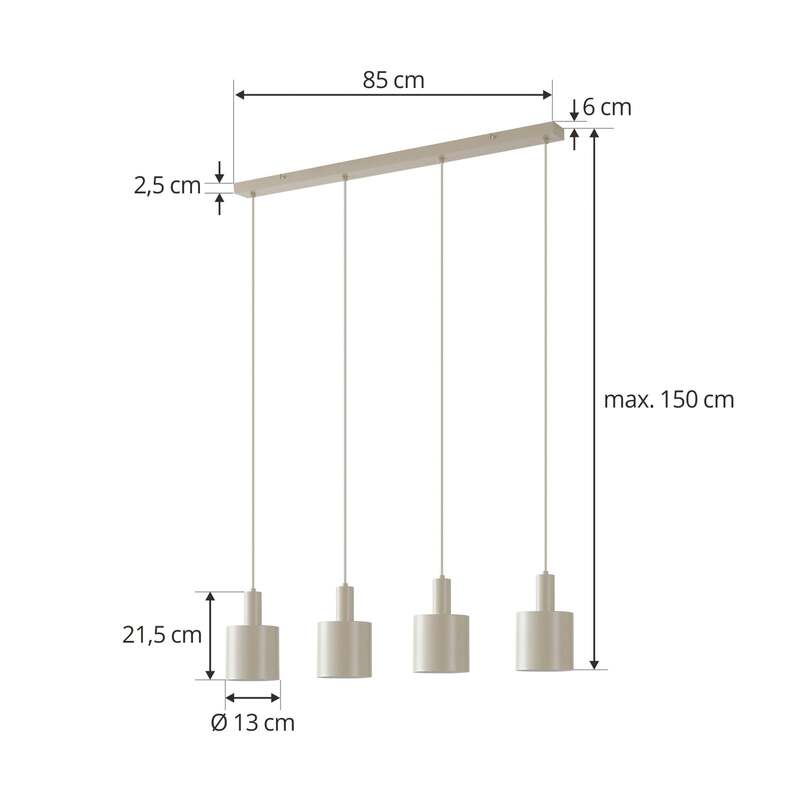 Lindby Hängelampe Hängeleuchte Ovelia LED Pendelleuchte dimmbar beige 4-flammig - 4251911775259