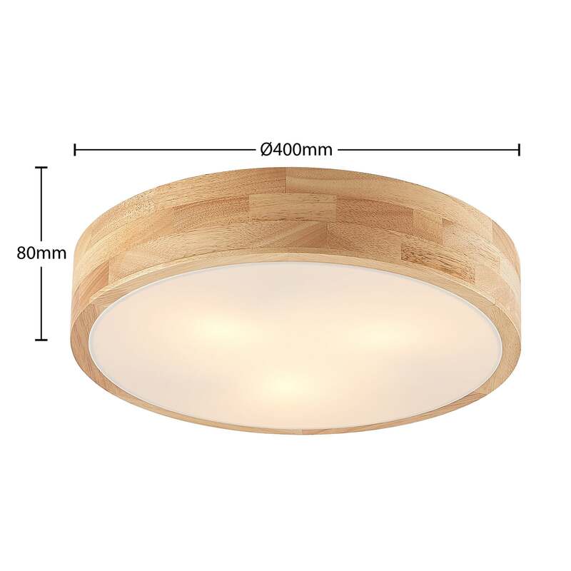 Lindby Deckenlampe Hängeleuchte Tanju LED Leuchte dimmbar Holz Ø40cm weiß 3-flg - 4251911729047
