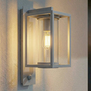 B-Ware Ferda Außenwandlampe Wandleuchte Sensor E27 IP44 hellgrau Gartenlampe Leuchte