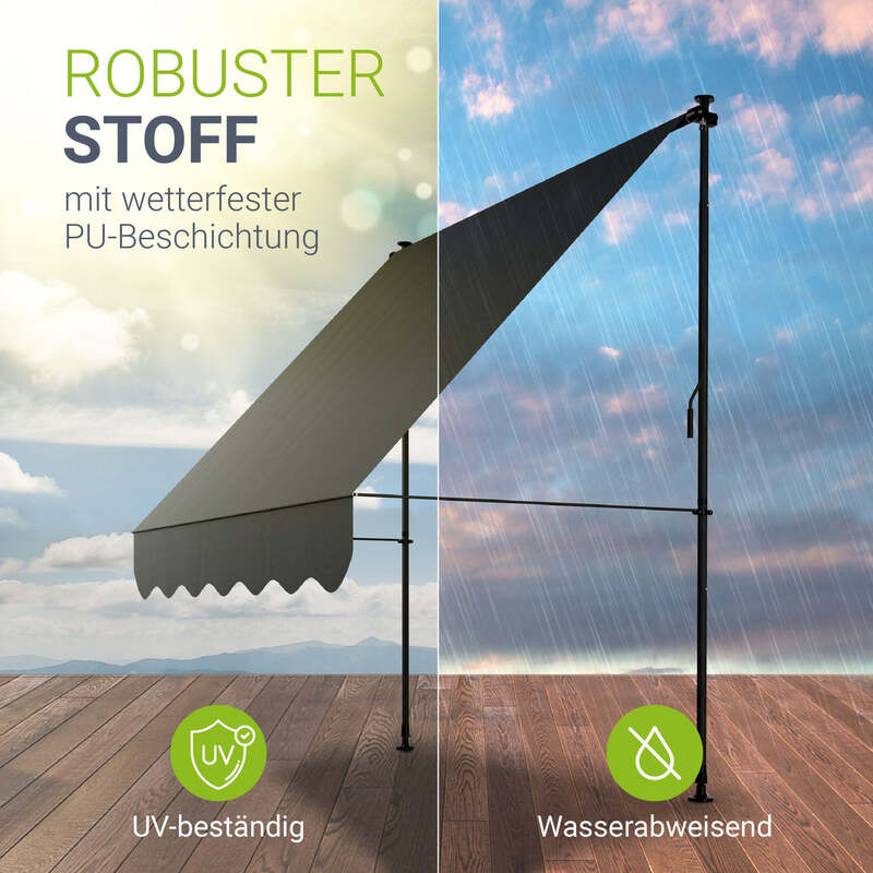 Klemmmarkise Kapstadt Sonnenschutz höhenverstellbar UV-beständig grau 200x120cm - 4262437183688