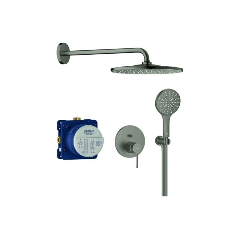 Grohe Duschsystem Essence 25287 Thermostat Duschgarnitur grau 2 Anschlüsse - 4005176791802