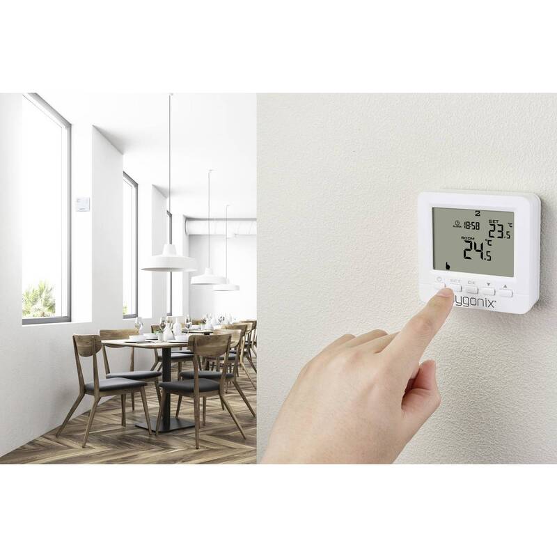 Sygonix Funk-Raumthermostat SY-5470190 Aufputz Wochenprogramm 1 St. Weiß - 4064161241609