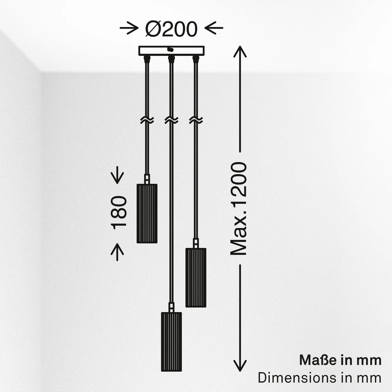 Briloner Hängeleuchte Ida LED Pendelleuchte dimmbar schwarz 3-flammig Ø20cm - 4002707501992