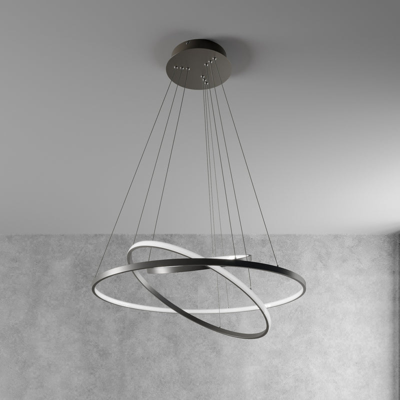 Lucande Pendelleuchte Hängeleuchte Ezana LED Lampe dimmbar nickel Ø80cm 3000K - 4251096556858