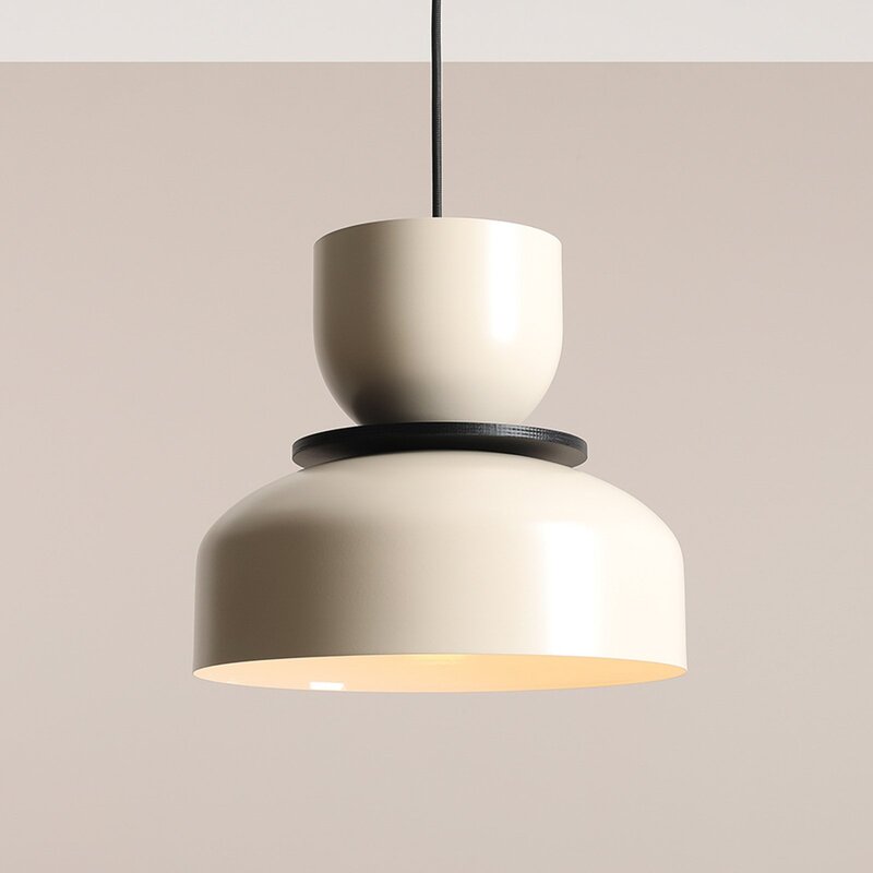 Hängelampe Uto Pendelleuchte Deckenleuchte creme Kabel schwarz Metall 30 cm - 5904798659097