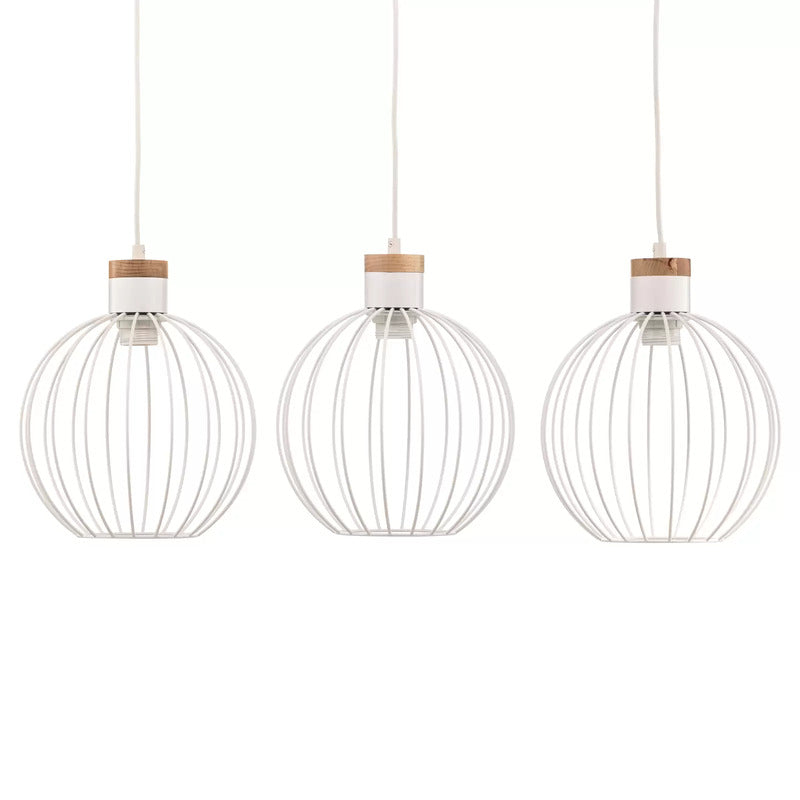 Hängeleuchte Barbado 3-flammig LED Pendelleuchte dimmbar Stahl Holz weiß 78x22cm - 5901738917835