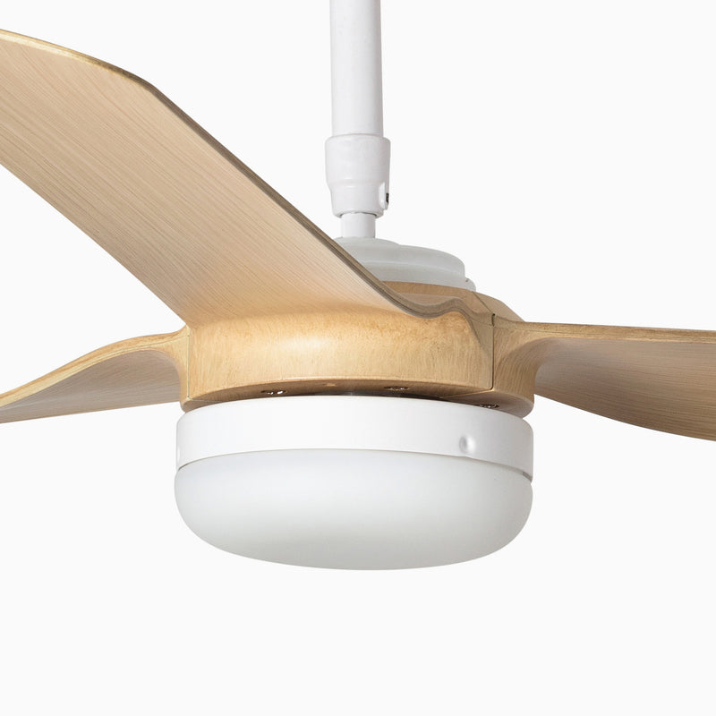 FARO BARCELONA Deckenventilator Punt M DC LED weiß/Holz hell Ventilator Lampe - 8421776250840