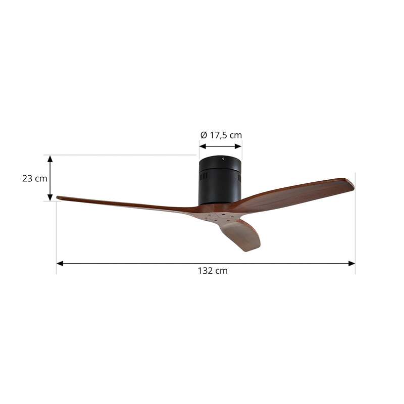 Lucande Deckenventilator Vindur schwarz Holz DC leise Fernbedienung bis 15m² - 4251911779844