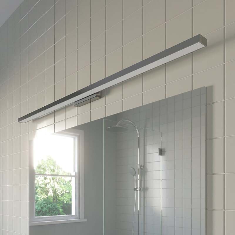 Lindby Wandleuchte Alenia LED Wandlampe Badleuchte chrom 120cm 3000K IP44 weiß - 4251096580617