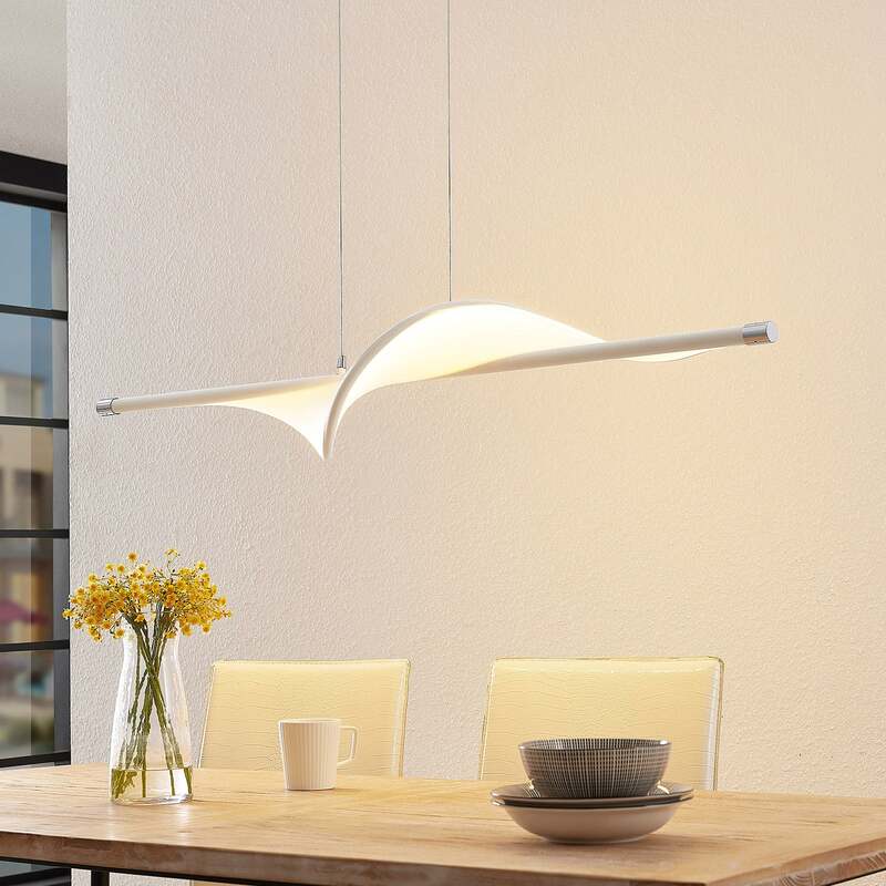 Lucande Pendelleuchte Hängeleuchte LED Edano Textil weiß dimmbar - 4251096584790
