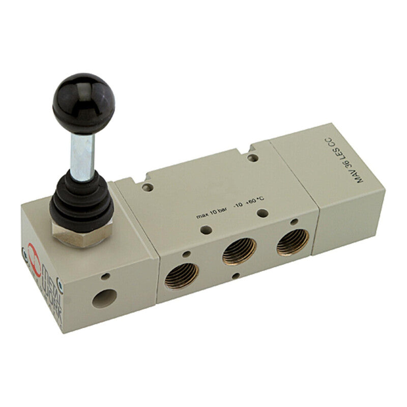 Riegler 5/3-Wegeventil man. 90° Hebel G 1/8 Aluminium Dichtmaterial NBR 1400 - 4047322096911