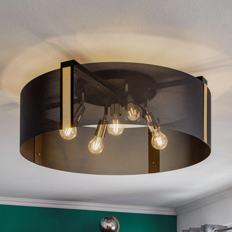 Euluna Deckenleuchte Lampe Etro Beleuchtung schwarz gold Stahl Ø 70 cm E27 LED - 4255830900037
